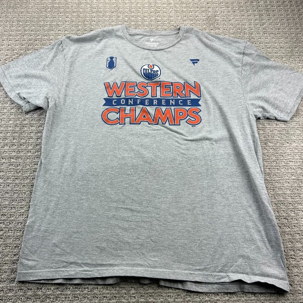 Edmonton Oilers T-Shirt 2024 Western Conference Champs Tee Men 2XL Gray Fanatics